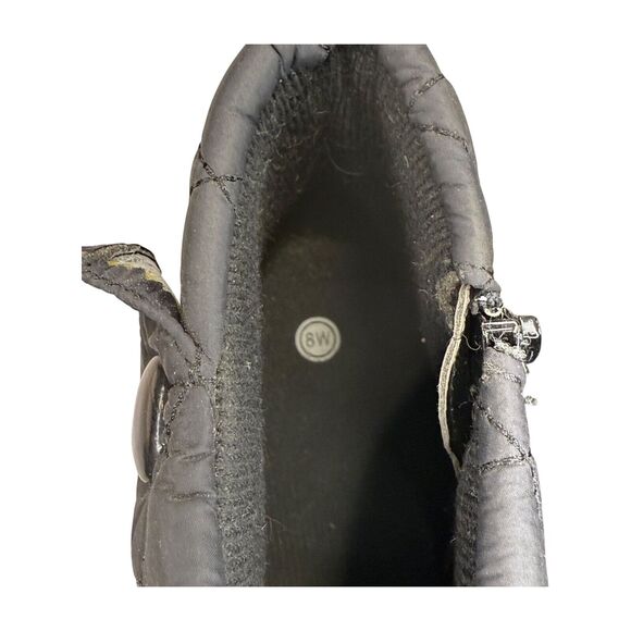 Appleseed's Womens 8M Bootie Shoes Black Patent Leather Quilted Side Zip Boots - Picture 5 of 7